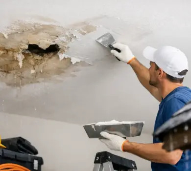 Ceiling Water Damage Repair After Roof Leak